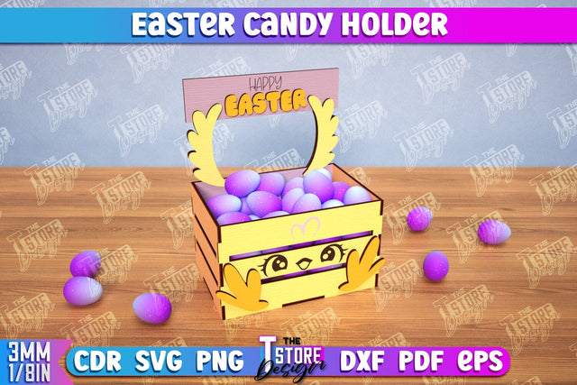 3d Easter Candy Box Lasercut, Candy Treat Box Design, Egg Holder SVG The T Store Design 