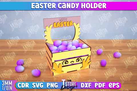 3d Easter Candy Box Lasercut, Candy Treat Box Design, Egg Holder SVG The T Store Design 