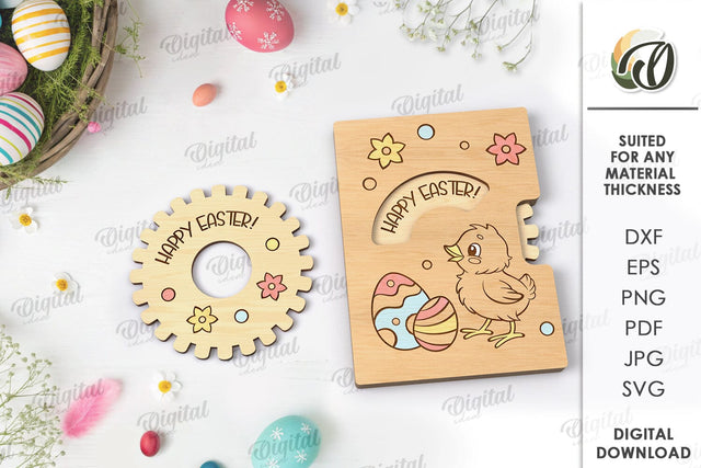 3D Easter Card Laser Cut. Easter Greeting Card SVG SVG Evgenyia Guschina 