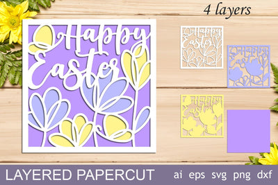 3d Easter card svg, Happy Easter shadow box, Layered papercut template 3D Paper AnastasiyaArtDesign 