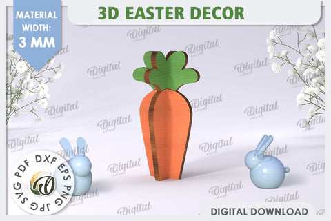 3D Easter Carrot Laser Cut. Home Decor. Cute Easter SVG SVG Evgenyia Guschina 