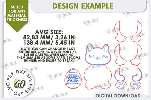 3D Easter Cat Laser Cut. Easter Decor. Cute Easter SVG SVG Evgenyia Guschina 