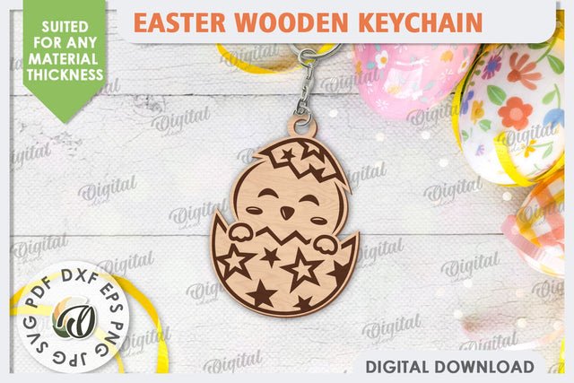 3D Easter Chick SVG. Wooden Keychain Laser Cut. Easter Egg SVG SVG Evgenyia Guschina 