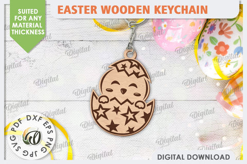 3D Easter Chick SVG. Wooden Keychain Laser Cut. Easter Egg SVG SVG Evgenyia Guschina 