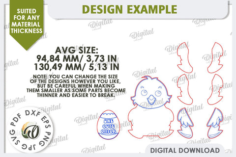 3D Easter Chicken Laser Cut. Easter Decor. Cute Easter SVG SVG Evgenyia Guschina 