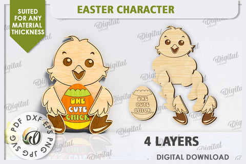 3D Easter Chicken Laser Cut. Easter Decor. Cute Easter SVG SVG Evgenyia Guschina 