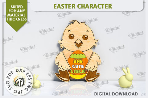 3D Easter Chicken Laser Cut. Easter Decor. Cute Easter SVG SVG Evgenyia Guschina 