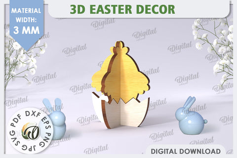3D Easter Chik Laser Cut. Home Decor. Cute Easter SVG SVG Evgenyia Guschina 