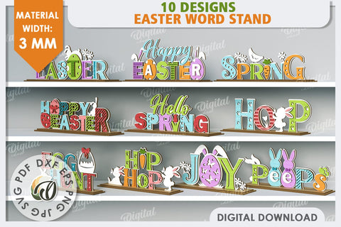 3D Easter Decor Laser Cut Bundle. Easter Stand. Easter Signs SVG Evgenyia Guschina 