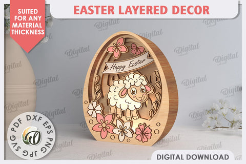 3D Easter Decor Laser Cut. Easter Egg. Spring Decor SVG SVG Evgenyia Guschina 