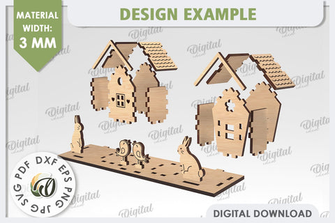 3D Easter Decor Laser Cut. Easter Stand. 3D Spring Decor SVG SVG Evgenyia Guschina 