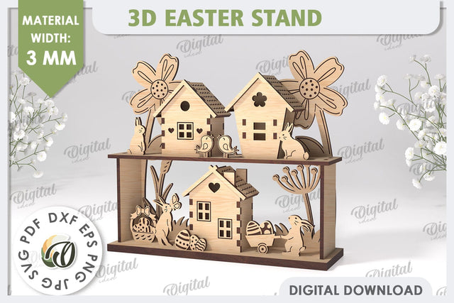 3D Easter Decor Laser Cut. Easter Stand. 3D Spring Decor SVG SVG Evgenyia Guschina 