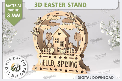 3D Easter Decor LaserCut Bundle. Easter Stand. Spring Designs SVG Evgenyia Guschina 