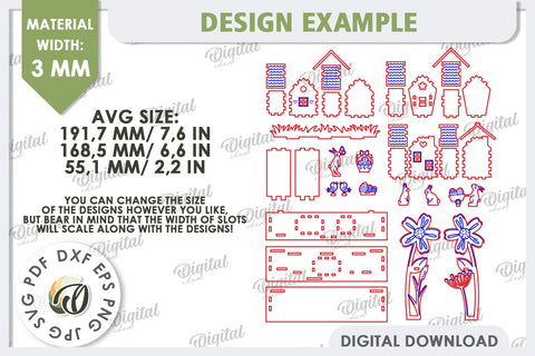 3D Easter Decor LaserCut Bundle. Easter Stand. Spring Designs SVG Evgenyia Guschina 