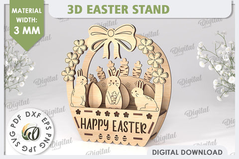 3D Easter Decor LaserCut Bundle. Easter Stand. Spring Designs SVG Evgenyia Guschina 