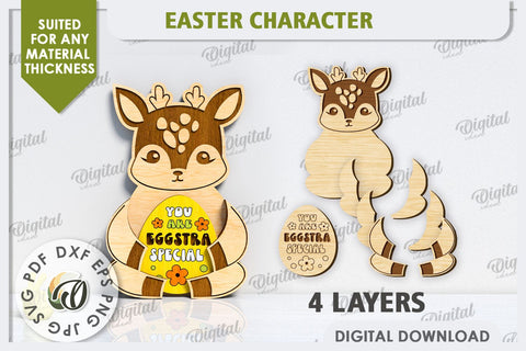 3D Easter Deer Laser Cut. Easter Decor. Cute Easter SVG SVG Evgenyia Guschina 