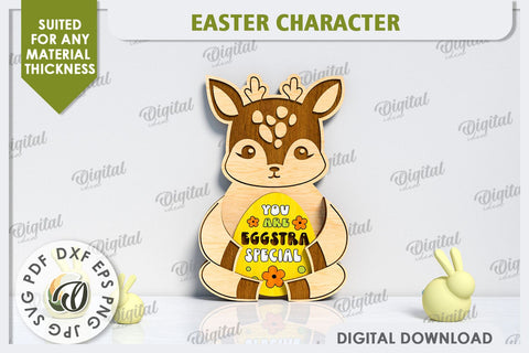3D Easter Deer Laser Cut. Easter Decor. Cute Easter SVG SVG Evgenyia Guschina 