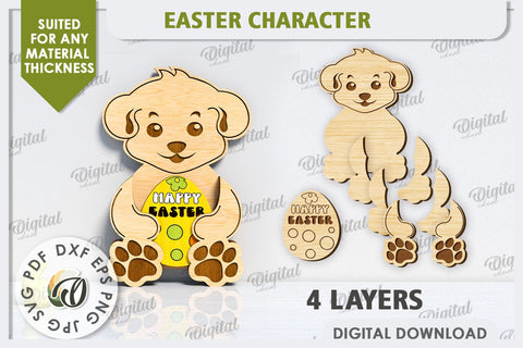 3D Easter Dog Laser Cut. Easter Decor. Cute Easter SVG SVG Evgenyia Guschina 