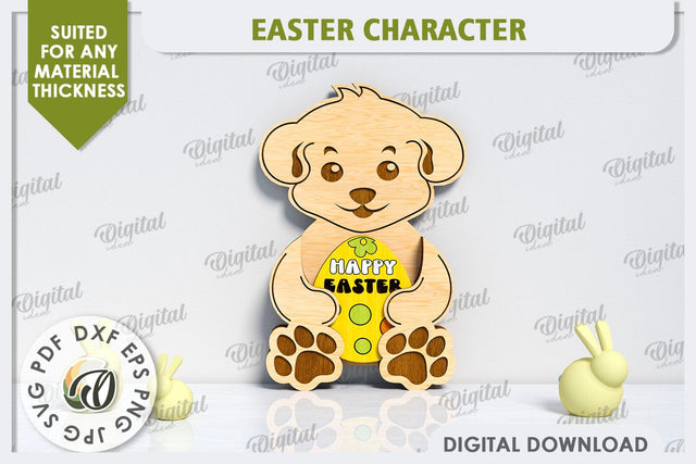 3D Easter Dog Laser Cut. Easter Decor. Cute Easter SVG SVG Evgenyia Guschina 
