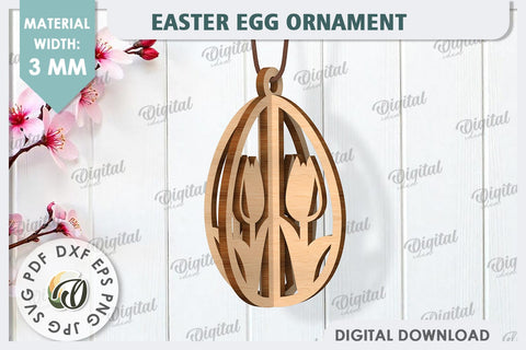 3D Easter Egg Laser Cut. Easter Egg Ornament SVG SVG Evgenyia Guschina 