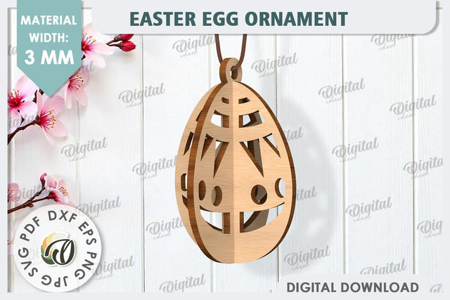 3D Easter Egg Laser Cut. Easter Egg Ornament SVG SVG Evgenyia Guschina 