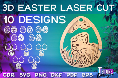 3D Easter Egg Laser Cut | Happy Easter | CNC File SVG The T Store Design 