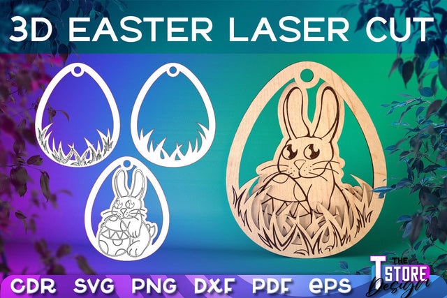 3D Easter Egg Laser Cut | Happy Easter | CNC File SVG The T Store Design 