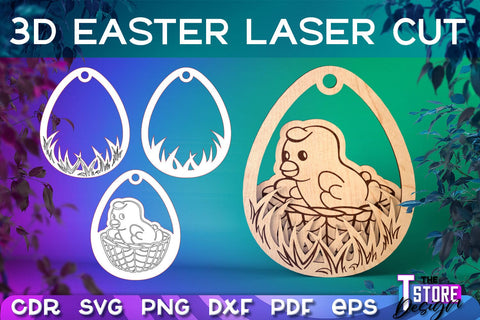 3D Easter Egg Laser Cut | Happy Easter | CNC File SVG The T Store Design 