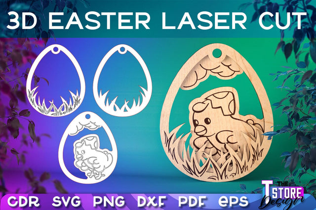 3D Easter Egg Laser Cut | Happy Easter | CNC File SVG The T Store Design 