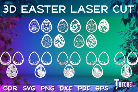 3D Easter Egg Laser Cut | Happy Easter | CNC File SVG The T Store Design 