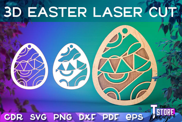3D Easter Egg Laser Cut | Happy Easter | CNC File SVG The T Store Design 