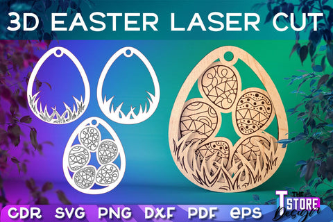 3D Easter Egg Laser Cut | Happy Easter | CNC File SVG The T Store Design 