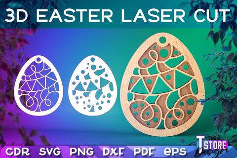 3D Easter Egg Laser Cut | Happy Easter | CNC File SVG The T Store Design 