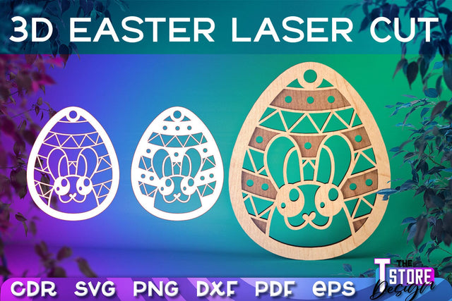 3D Easter Egg Laser Cut | Happy Easter | CNC File SVG The T Store Design 