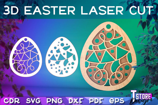 3D Easter Egg Laser Cut | Happy Easter | CNC File SVG The T Store Design 