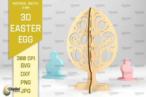 3D Easter Egg SVG. 3D Standing Easter Egg Laser Cut SVG Evgenyia Guschina 