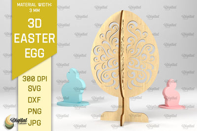 3D Easter Egg SVG. 3D Standing Easter Egg Laser Cut SVG Evgenyia Guschina 