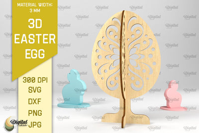 3D Easter Egg SVG. 3D Standing Easter Egg Laser Cut SVG Evgenyia Guschina 