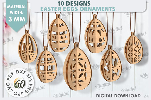 3D Easter Eggs Laser Cut Bundle. Easter Egg Ornaments SVG SVG Evgenyia Guschina 