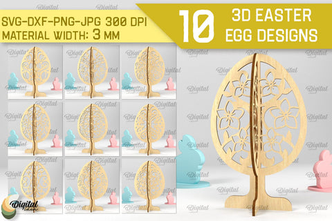 3D Easter Eggs SVG Bundle. 3D Standing Easter Eggs Laser Cut SVG Evgenyia Guschina 
