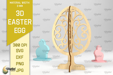 3D Easter Eggs SVG Bundle. 3D Standing Easter Eggs Laser Cut SVG Evgenyia Guschina 