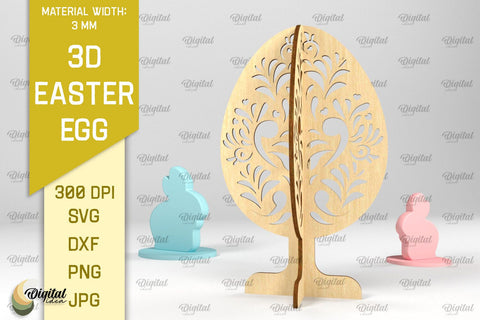 3D Easter Eggs SVG Bundle. 3D Standing Easter Eggs Laser Cut SVG Evgenyia Guschina 