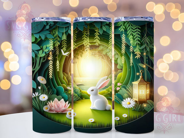 3D Easter Forest Bunny Tumbler, Forest Bunny Tumbler, Stylish 20oz Wrap, Sublimation Design, Trendy Gift Idea, Easter Forest Wrap, Bunny Garden Tumbler Sublimation SvggirlplusArt 