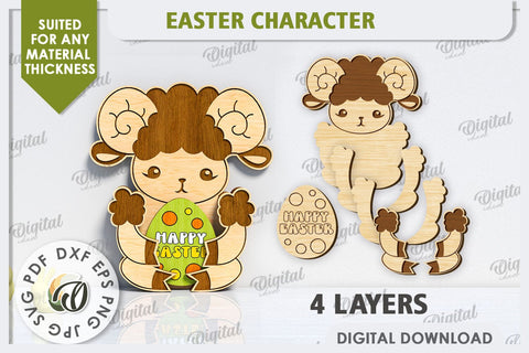 3D Easter Lamb Laser Cut. Easter Decor. Cute Easter SVG SVG Evgenyia Guschina 