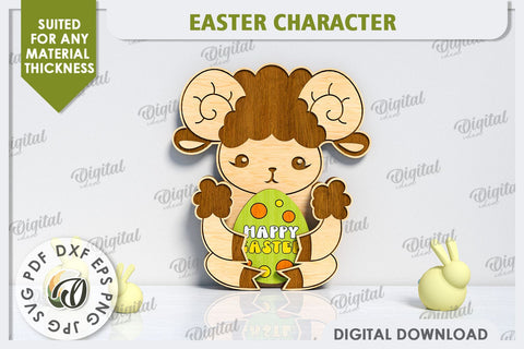 3D Easter Lamb Laser Cut. Easter Decor. Cute Easter SVG SVG Evgenyia Guschina 
