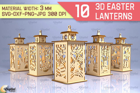 3D Easter Lantern SVG Bundle. 3D Lantern Laser Cut SVG Evgenyia Guschina 