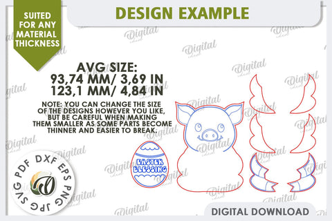 3D Easter Pig Laser Cut. Easter Decor. Cute Easter SVG SVG Evgenyia Guschina 