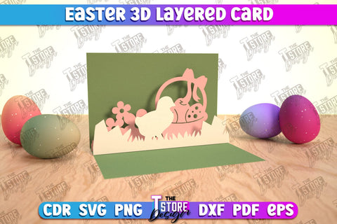 3d Easter pop up card SVG design, Happy Easter svg, Greeting Card svg design SVG The T Store Design 