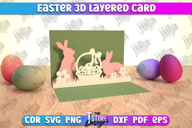 3d Easter pop up card SVG design, Happy Easter svg, Greeting Card svg design SVG The T Store Design 