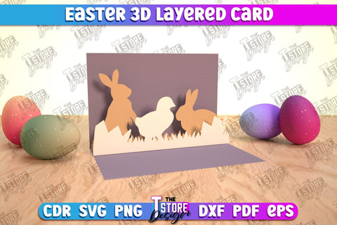 3d Easter pop up card SVG design, Happy Easter svg, Greeting Card svg design SVG The T Store Design 